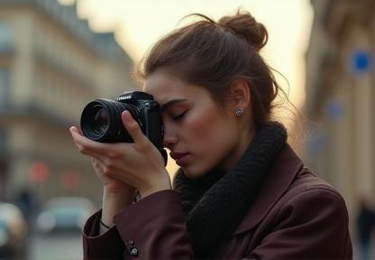 Photographe capturant un portrait à la lumière naturelle à Paris
